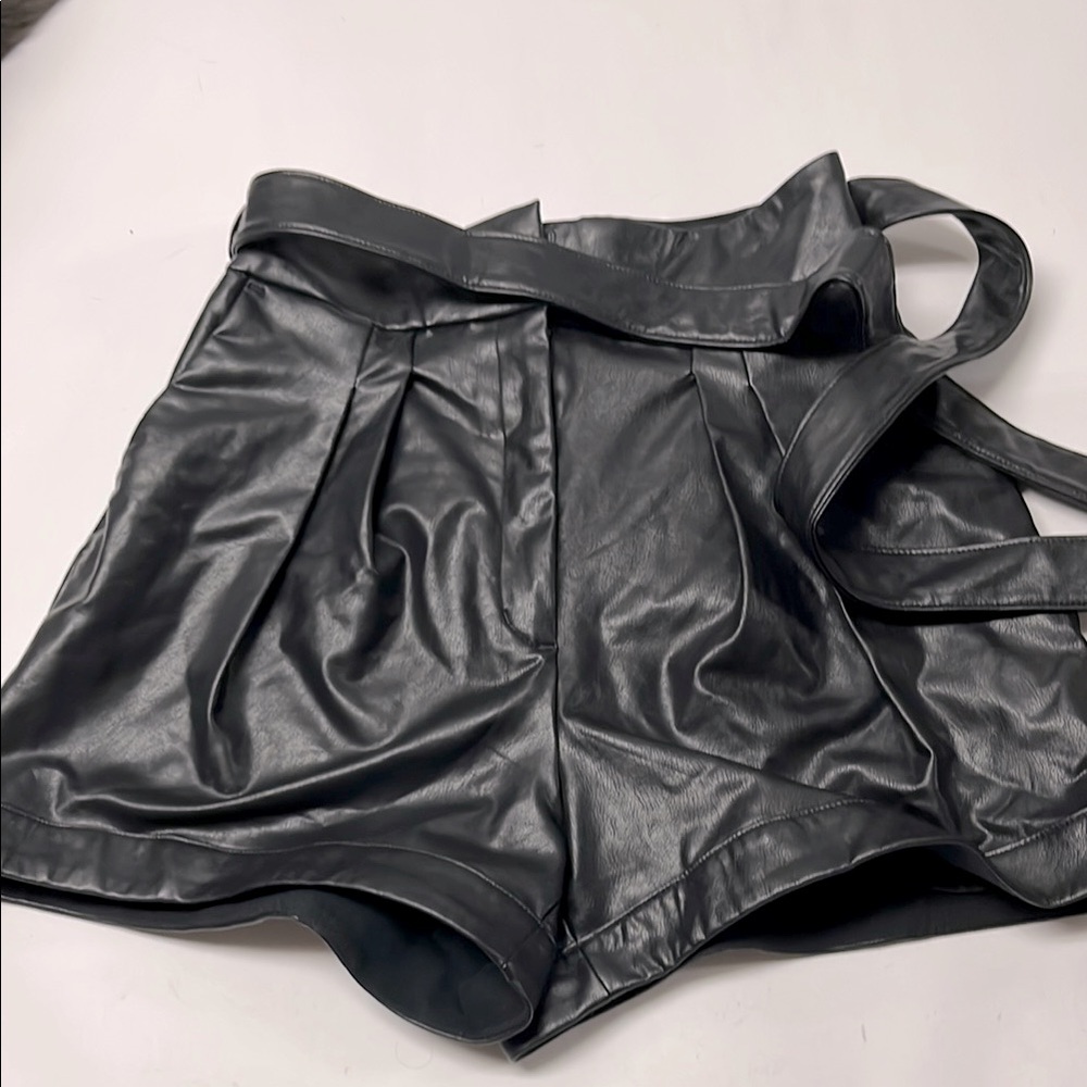 Express Black High Waist faux leather Shorts